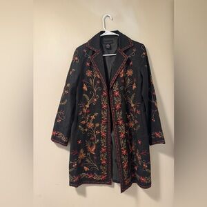 SilkLand Black Jacket with Red and Gold Embroidery